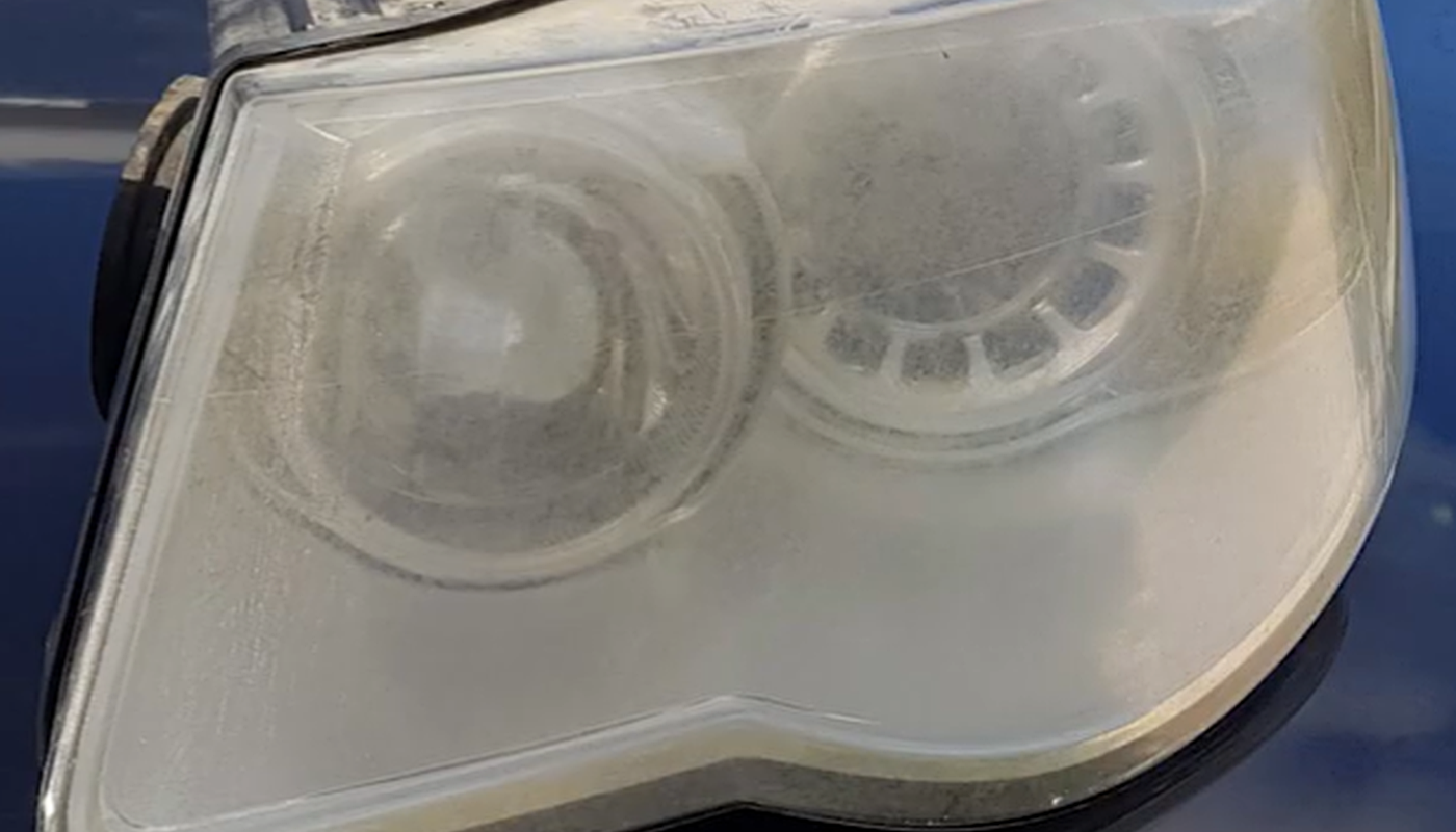 Before yellow oxidised headlight restoration service